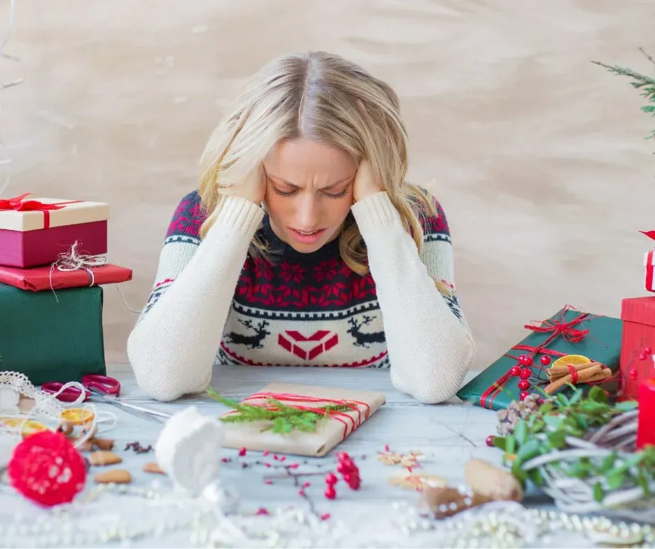 Stressed woman during Christmas
