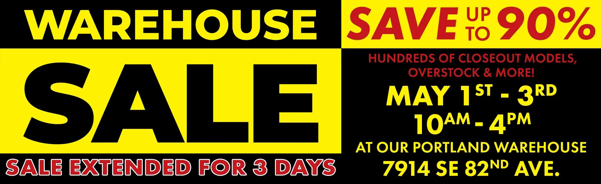 Warehouse Sale Extended Banner