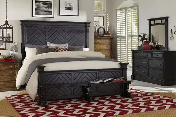 Bedroom furniture arranged in a relaxing room design