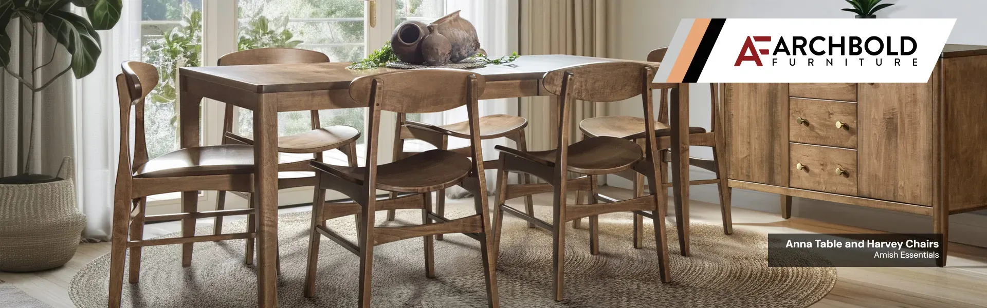 Archbold Promotional Image with a Dining Room setup focused on the table and chairs.
