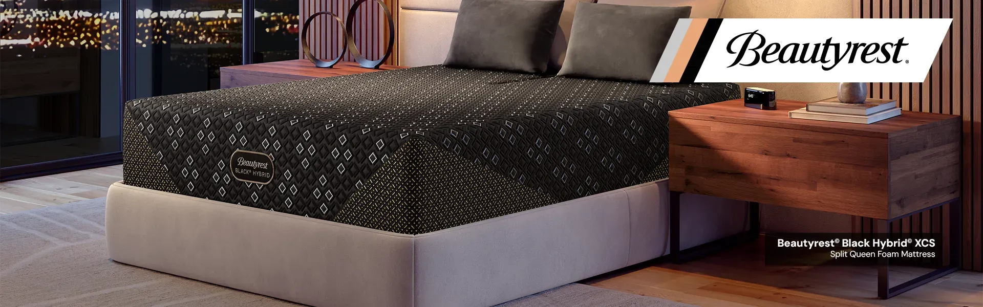 Beautyrest Promotional Banner with a Bedroom focused on a mattress with pillows on top.