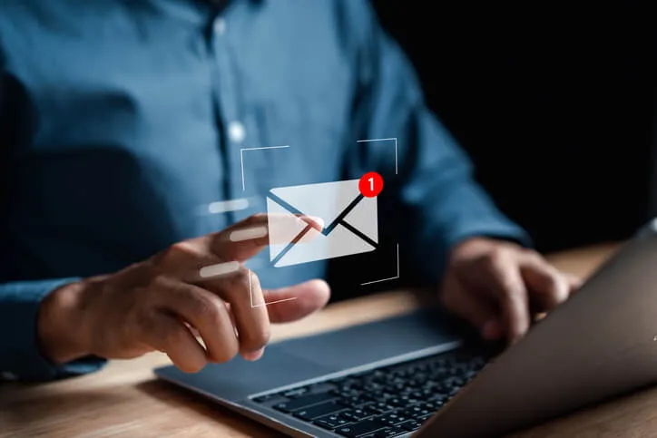 Laptop with mail icon