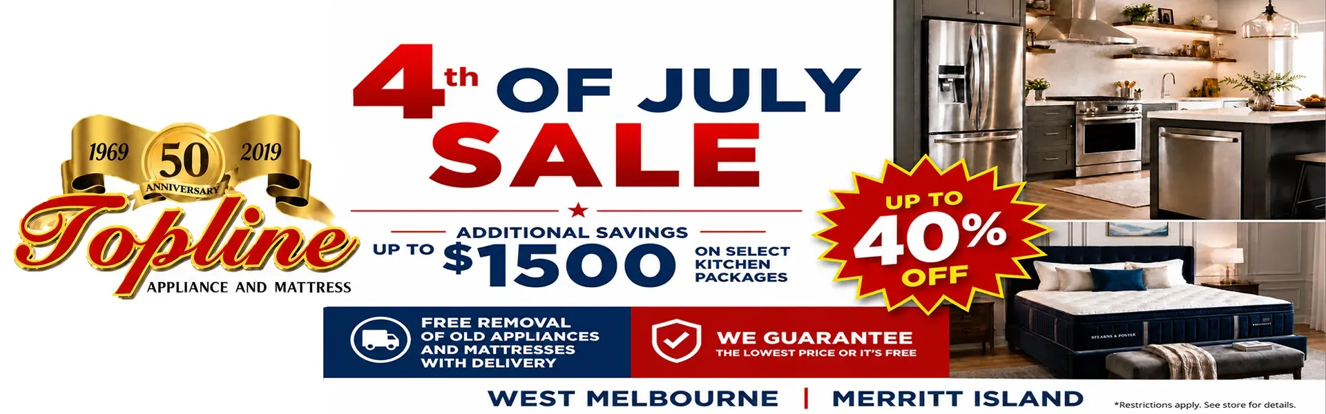 July 4th Promotional Sale at Topline Appliances