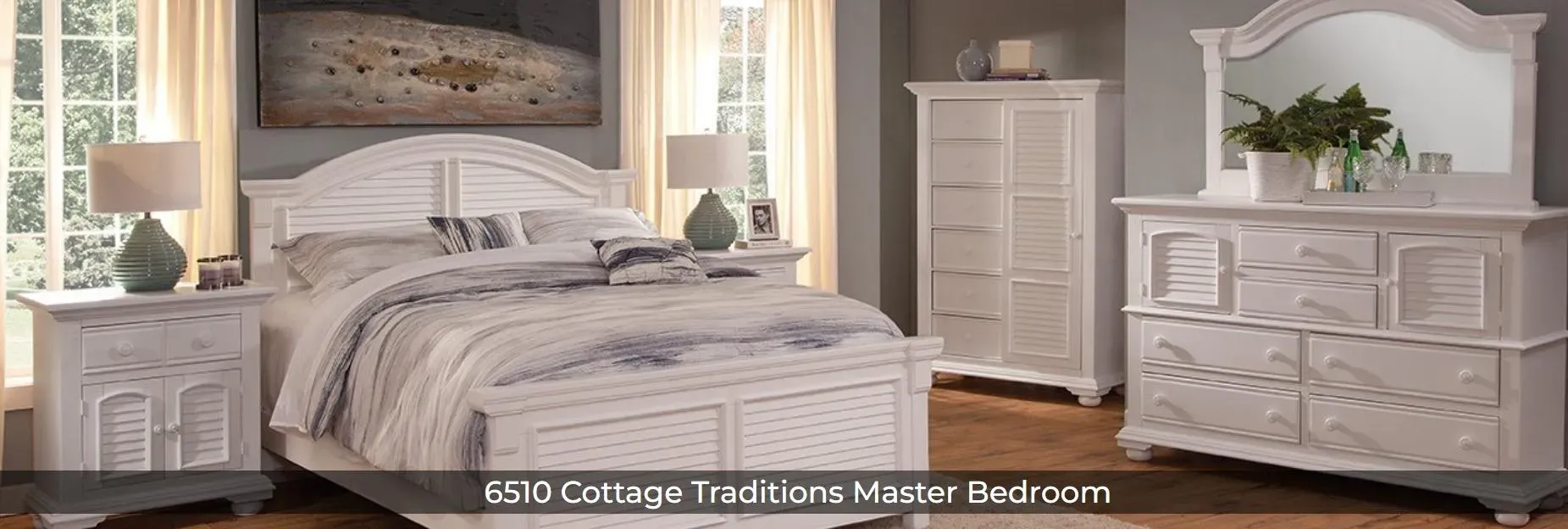 American Woodcrafters Banner: 6510 Cottage traditions master bedroom. Go to the brand page here.