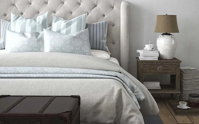bed with pillows